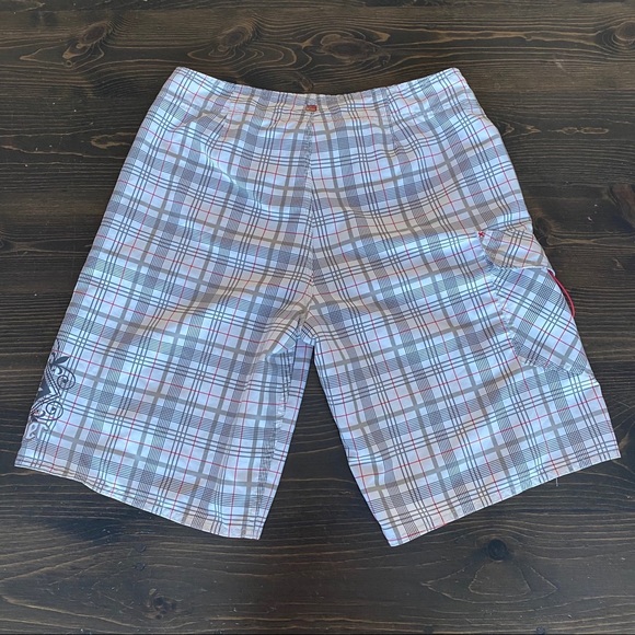 Men's Quicksilver Gray/White/Red Swim Trunks - Picture 2 of 8